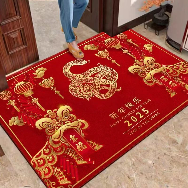 红色蛇年入户出门地垫喜庆进门玄关脚垫家用2025新年新年入户地垫