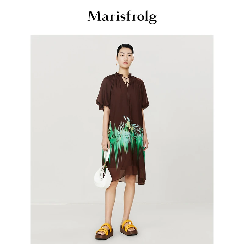 【6A真丝】Marisfrolg玛丝菲尔针织时尚春夏复古连衣裙A1DE25146