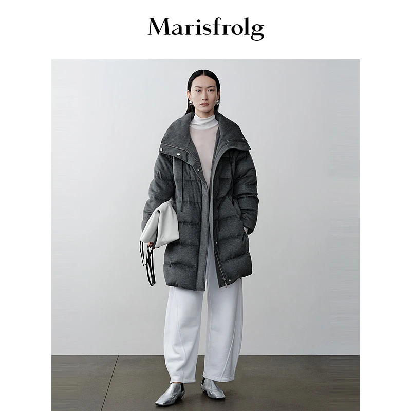 Marisfrolg玛丝菲尔25年冬季新款时尚保暖灰色羽绒服A1DE4421Y