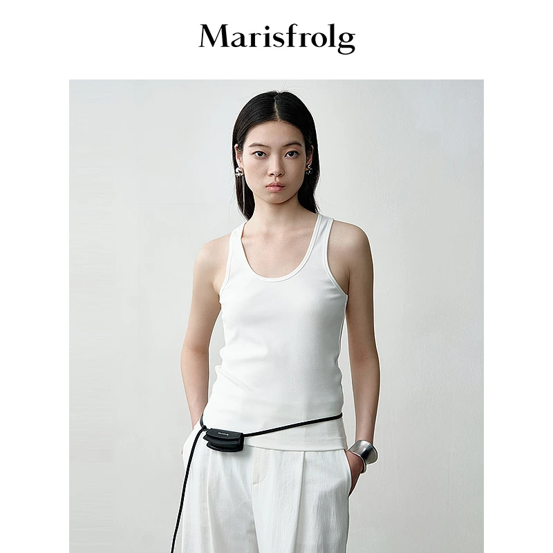 【精简美学】玛丝菲尔U形领立体胶印修身工字背心上衣女A1EG30631