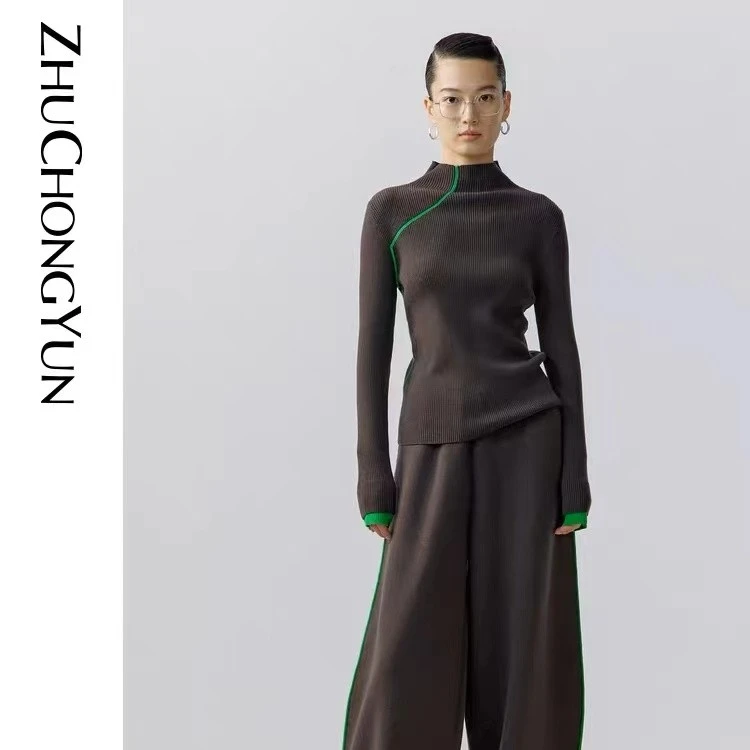 【米儿精选】ZHUCHONGYUN打底打底衫上衣时尚针织修身C1DE1722M毛衣