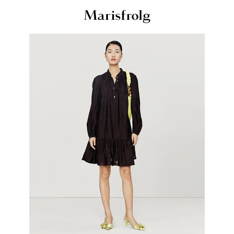 Marisfrolg/玛丝菲尔设计师春季新款气质时尚长袖连衣裙A1DE12236