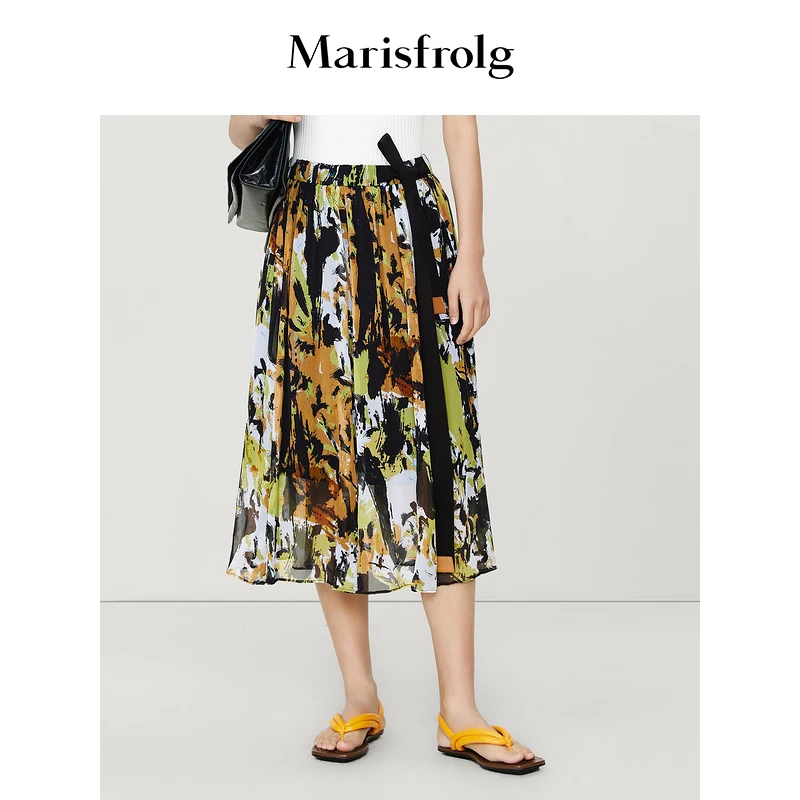 Marisfrolg玛丝菲尔春夏碎花裙时尚休闲夏季印花半裙A1DE22372