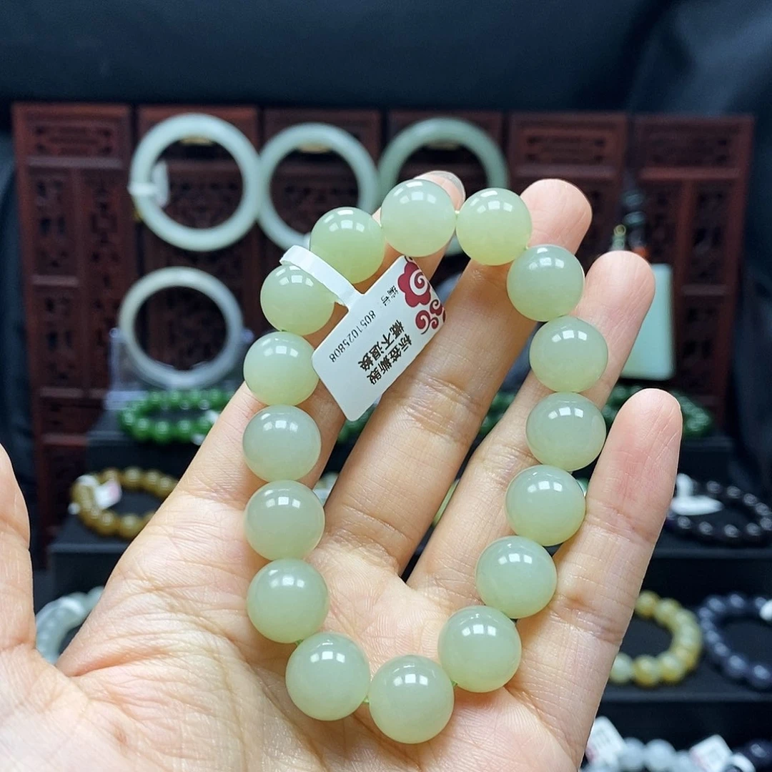 和田玉手串未镶嵌晴水12