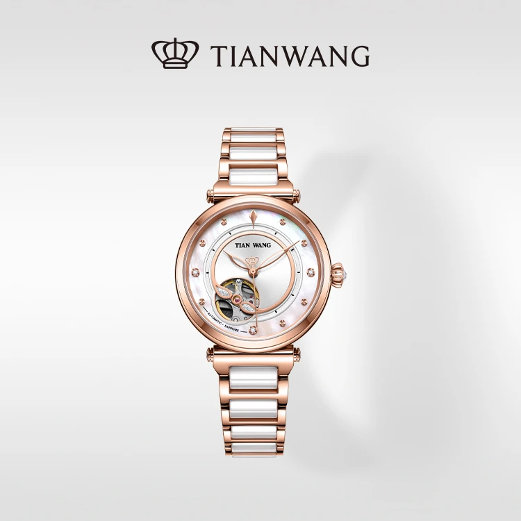 天王表MISS ONE系列女士手表休闲通勤自动机械防水国表白盘钢带