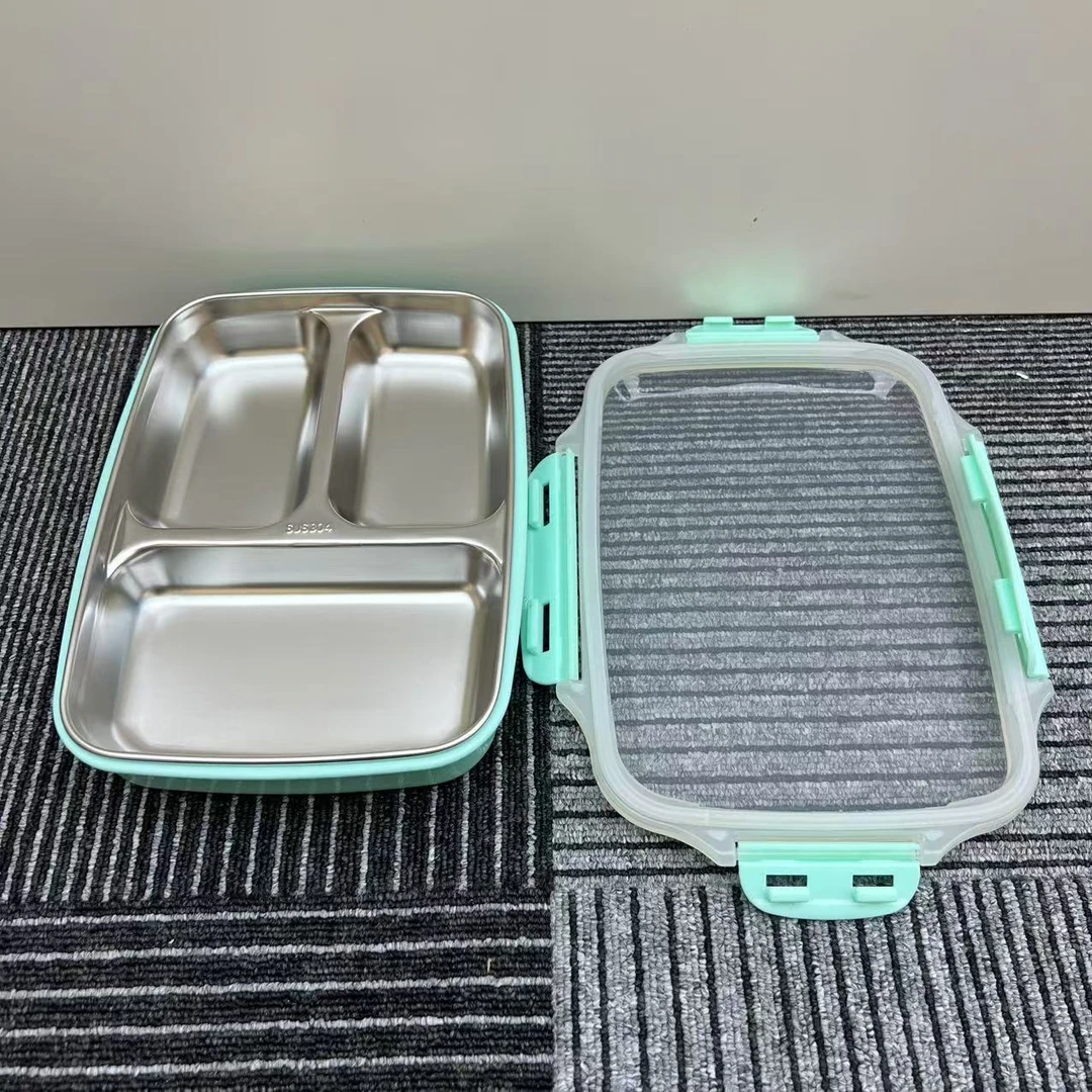 【一个装】不锈钢三隔层饭盒fh颜色随机 ck