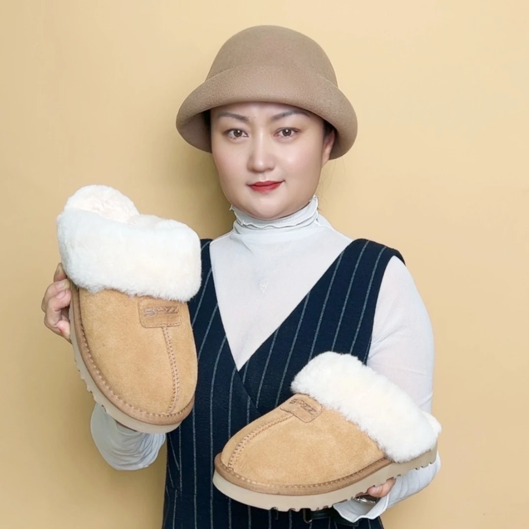 【星拖】桑坡皮毛一体毛毛鞋居家拖鞋包头防寒保暖加厚