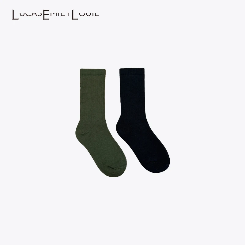 LUCASEMILYLOUIE 会起球会跳纱的加厚袜纯色中筒袜2310125