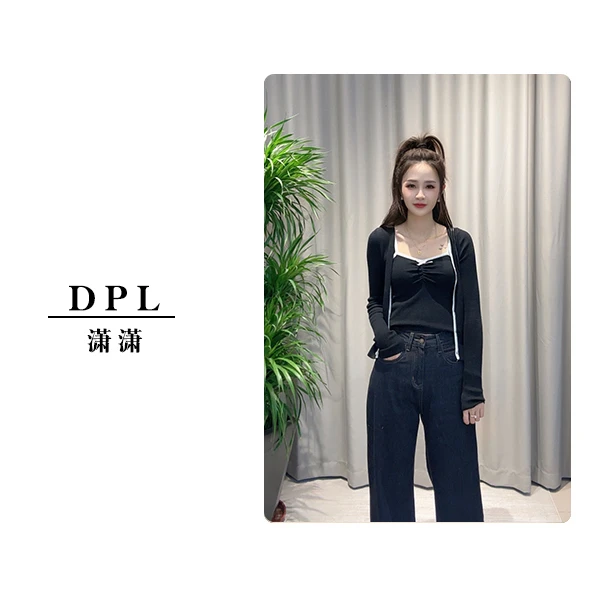 【潇潇精选】2024秋季时尚新款小众百搭毛衣开衫两件套7413