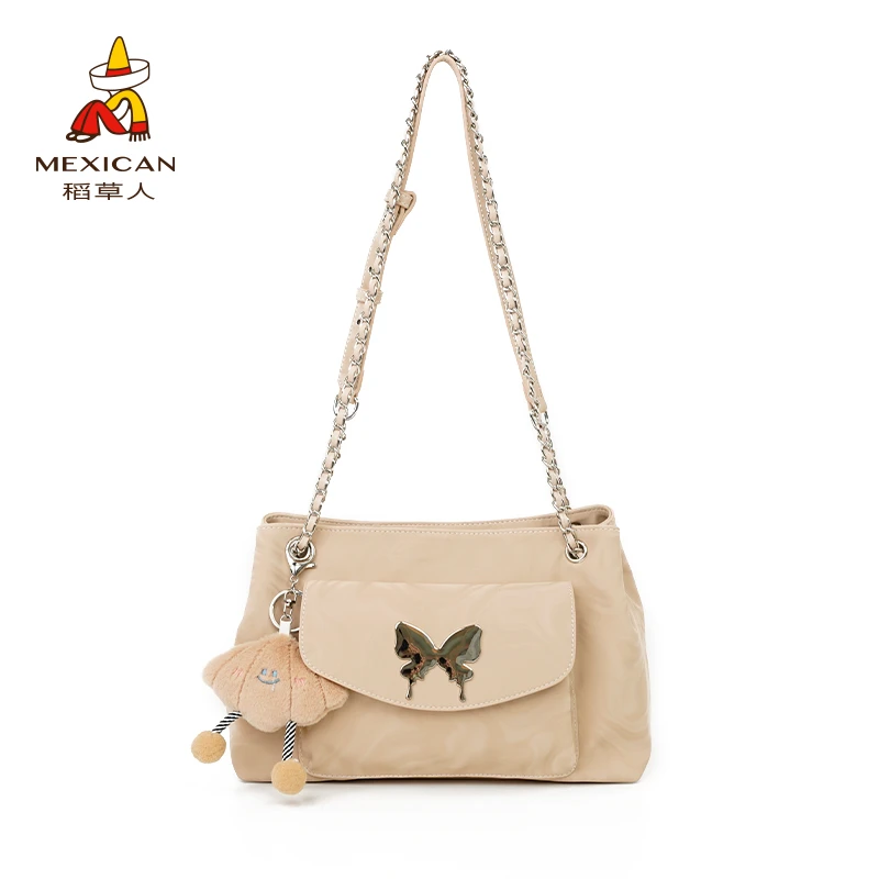 稻草人2024秋冬新款阿尔卑斯纹托特包时尚百搭大容量单肩斜挎包测