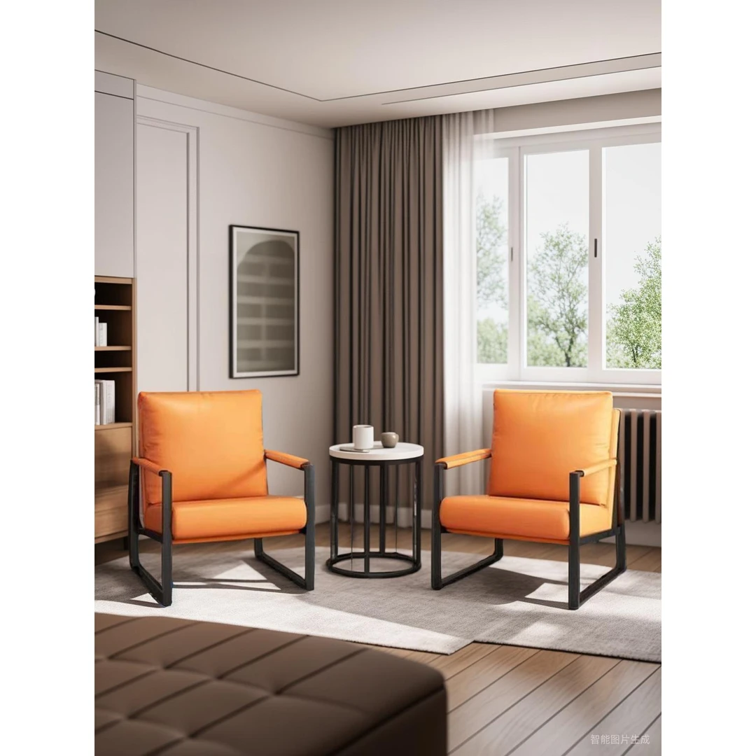 爆款推荐北欧单人沙发椅懒人沙发意式轻奢铁艺小户型客厅简约休闲