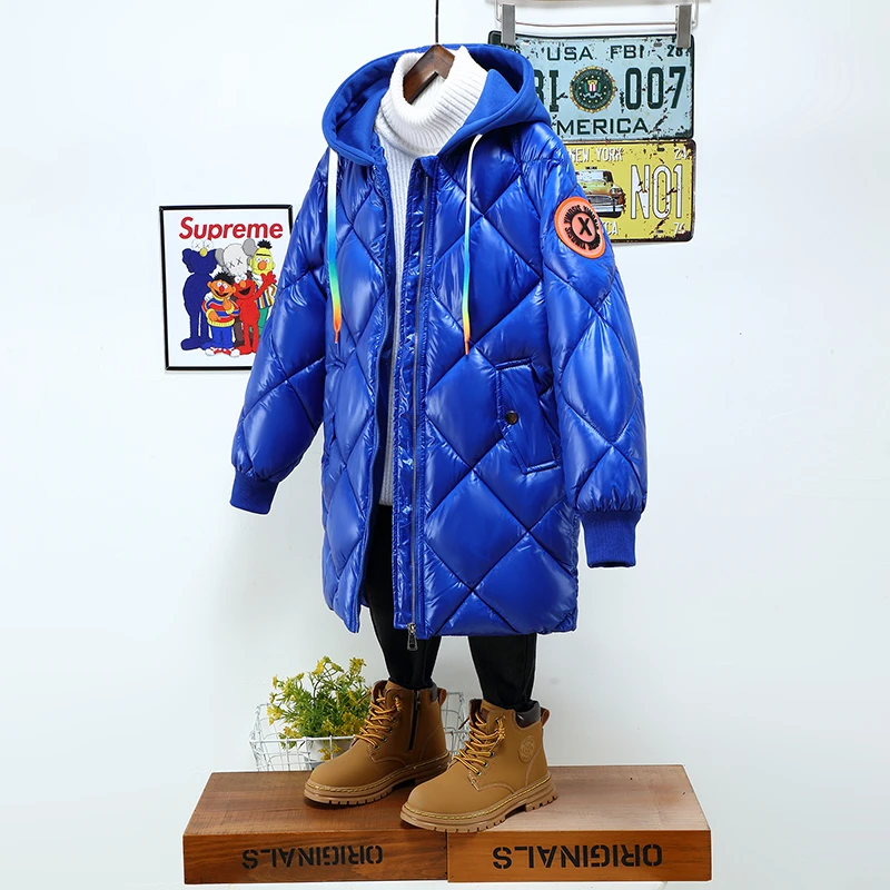 2024连帽男女童棉服亮面免洗外套棉服新款菱格秋冬保暖棉袄中大童