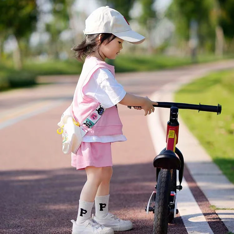 女童两件装短袖运动套装网红时尚夏季宽松中大童时髦卡通女孩洋气