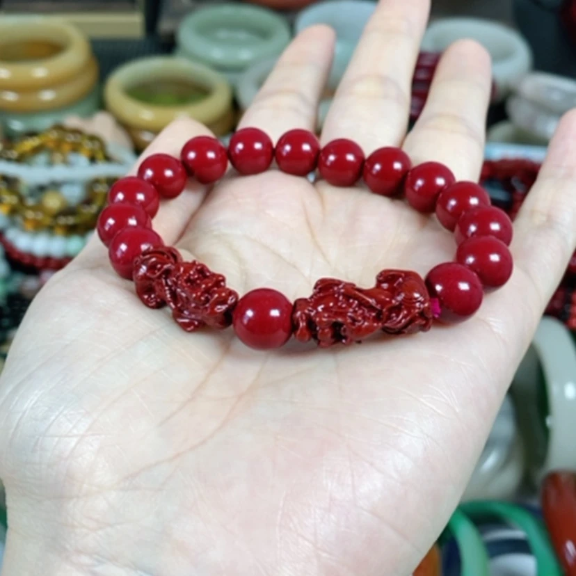 【闪购商品】玛瑙/玉髓朱砂手串卡10未镶嵌小*圆