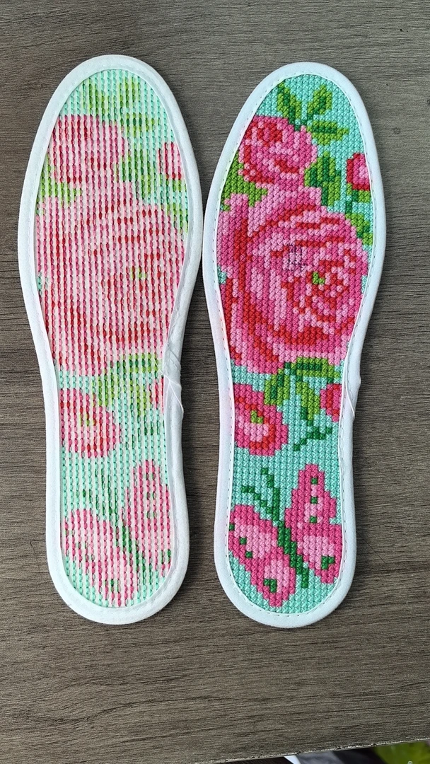 纯手工十字绣鞋垫成品