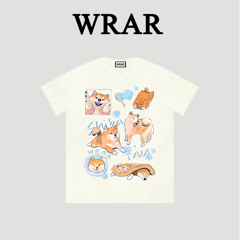 【水泡柴犬】新品时尚透气宽松T恤印花圆领卡通1