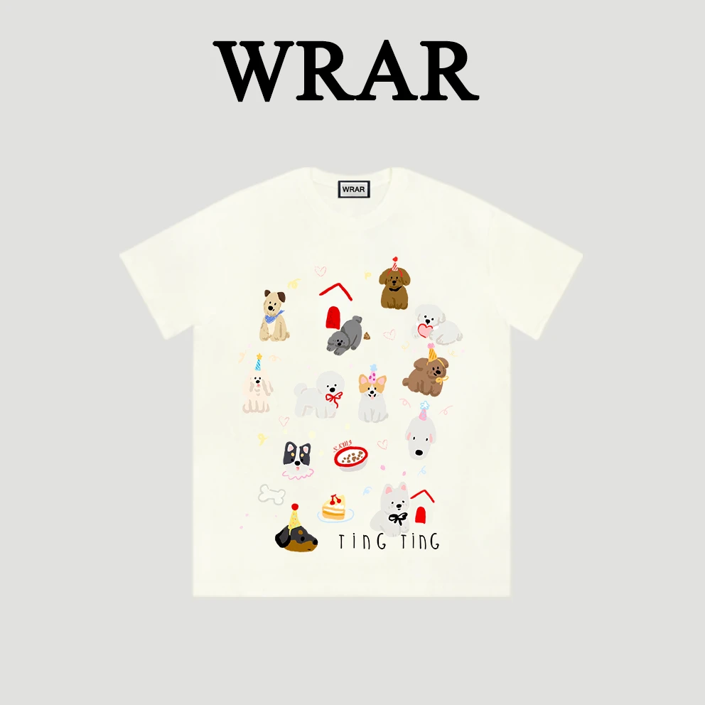 【小狗家族】春夏宽松T恤休闲圆领短袖上衣潮流夏款个性