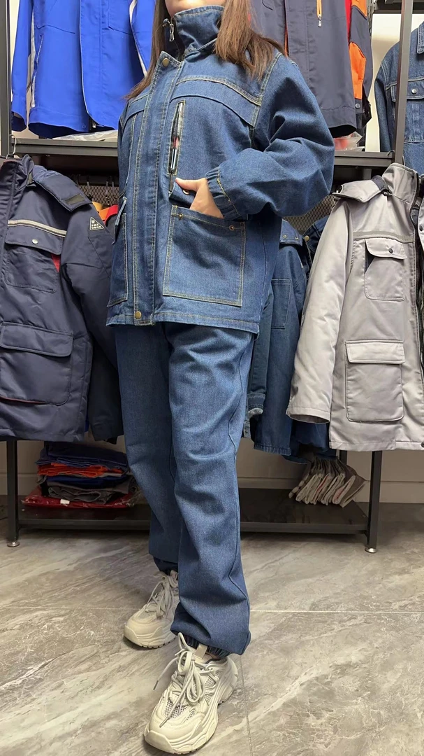 加厚牛仔工作服套装男纯棉耐磨电焊工厂工装汽修喷漆防尘劳保定制