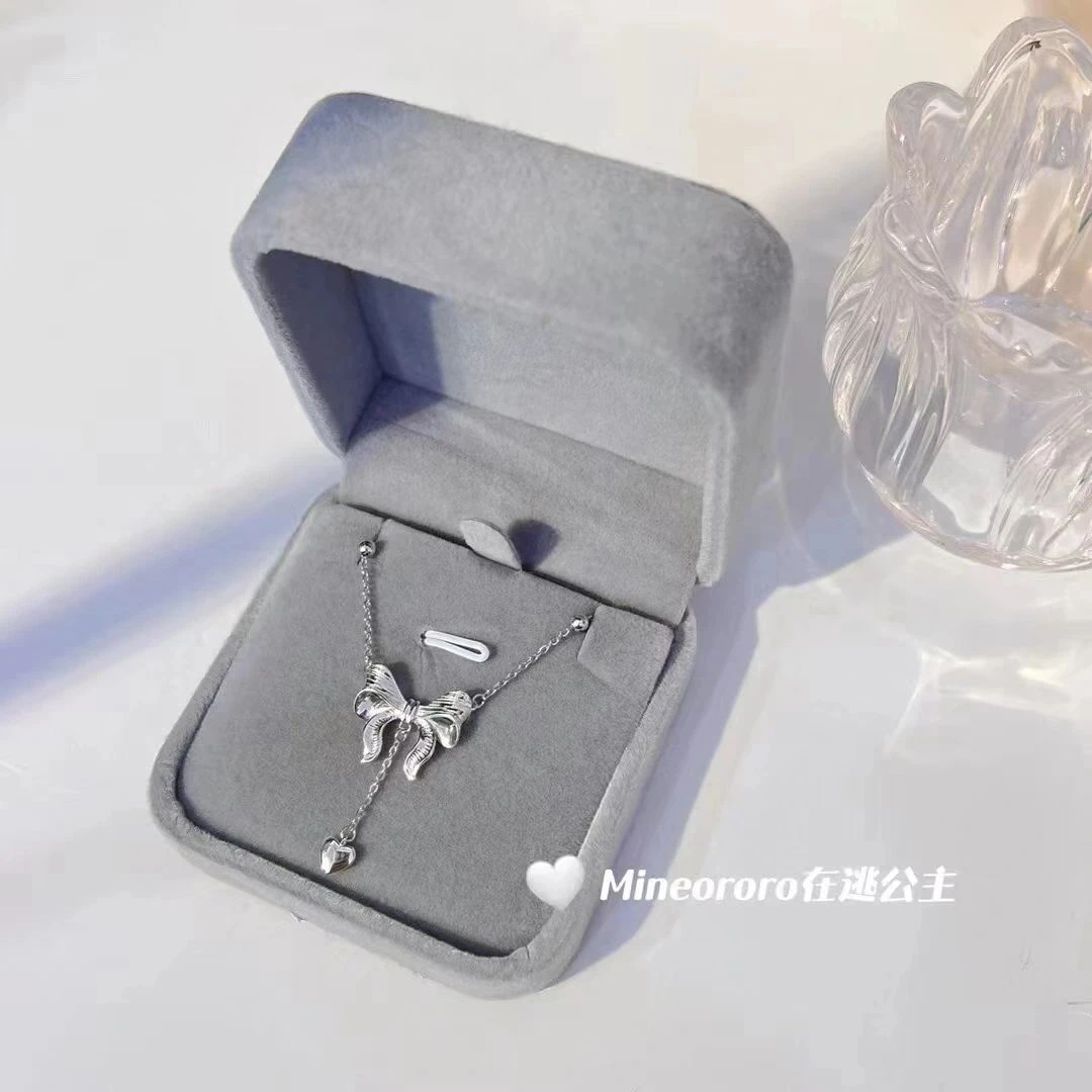 链子足银 足银990在逃公主蝴蝶结项链轻奢气质百搭锁骨链