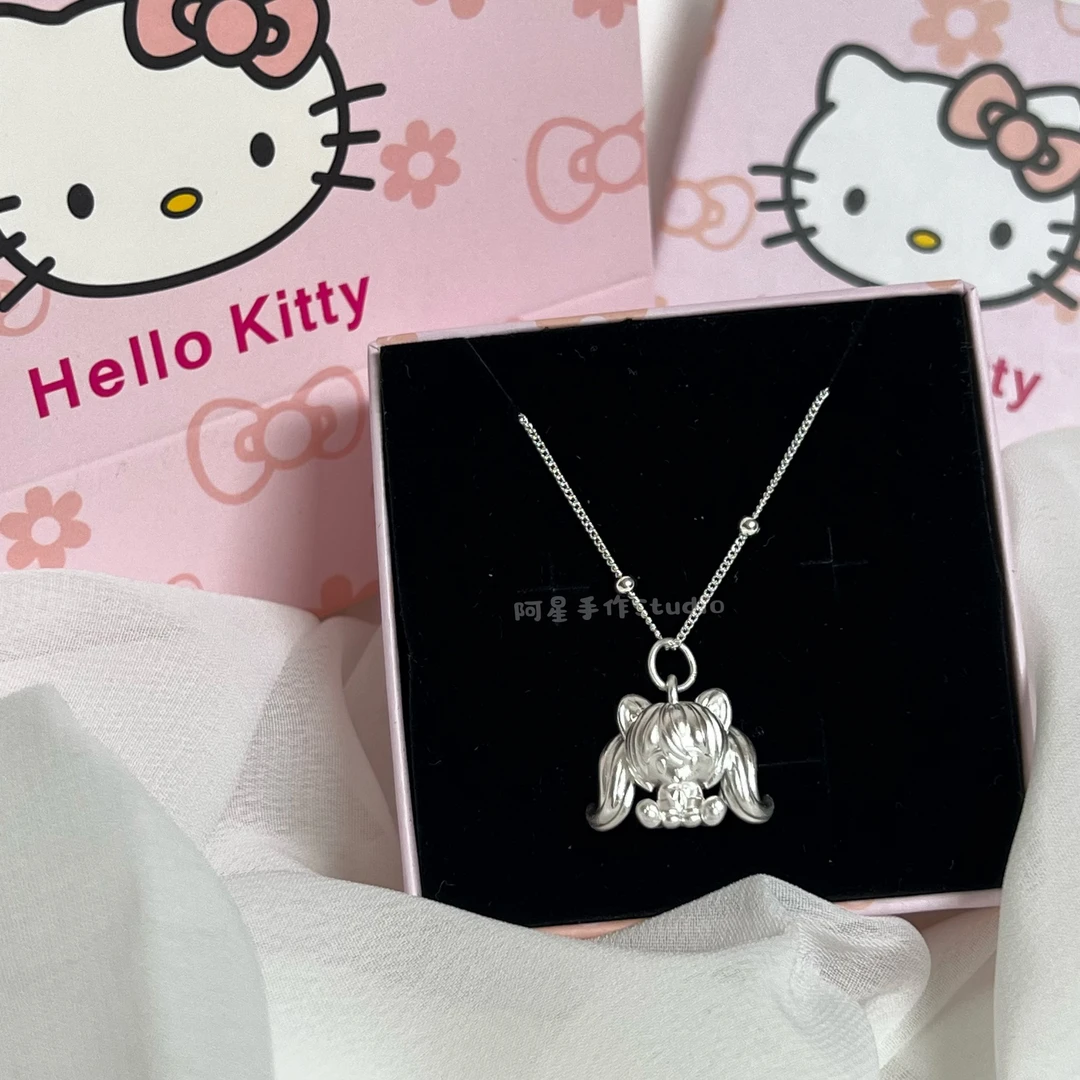 坠链均足银 足银999初音未来纯银项链初音未来手办周边可爱百搭下