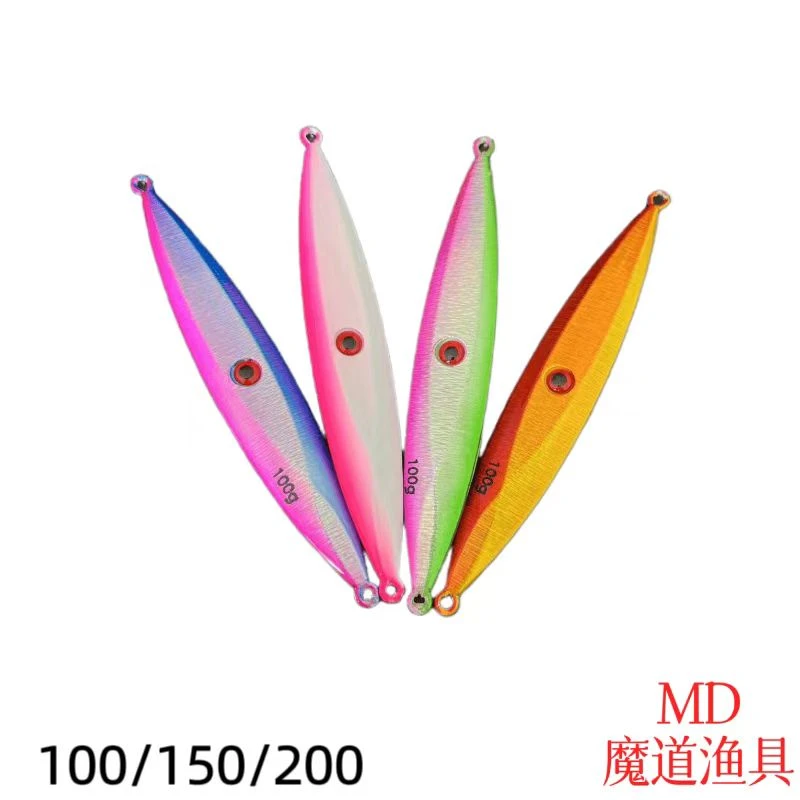 JE37#半鱼鳞夜光镭射船钓深海铁板饵慢摇100-200g十个起包邮裸板