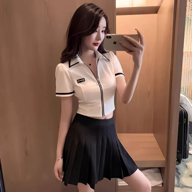 新款足浴技师工作服女桑拿酒店会所衬衣美容院气质工衣套装百褶裙