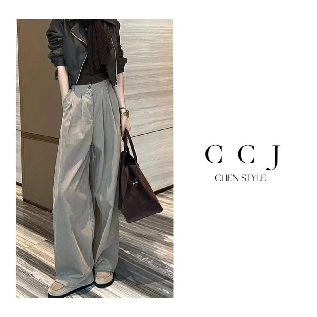 楚楚君~【品味拿捏】K52109 高腰灯芯绒休闲垂感长裤