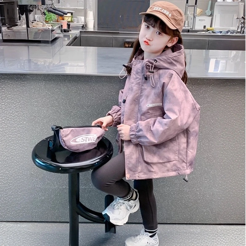 女童初中生女孩冲锋衣秋冬外套新款洋气6-12岁儿童加绒夹棉外套
