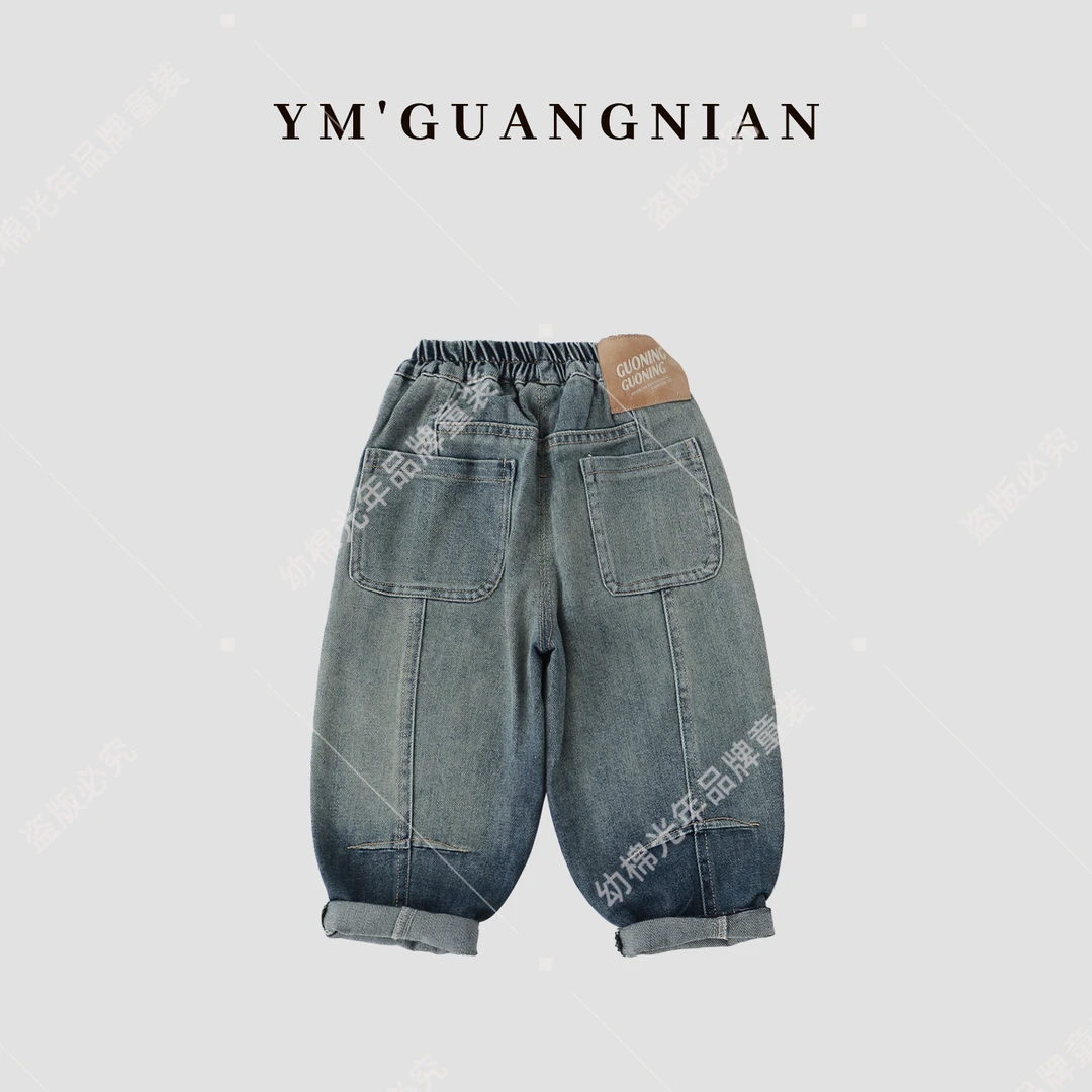 【幼棉光年】秋季男童韩版重工水洗时尚休闲儿童节百搭牛仔裤621907