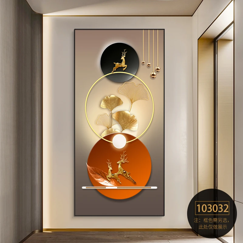 玄关装饰画现代简约入户客厅走廊立体轻奢风过道竖版大气高端挂画