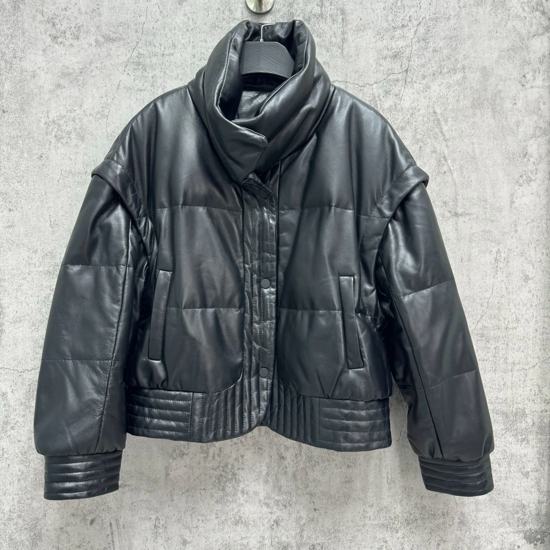 「Darley推荐」“清雅加州梦”冬季羽绒立领可拆卸羊皮马甲女百搭外套