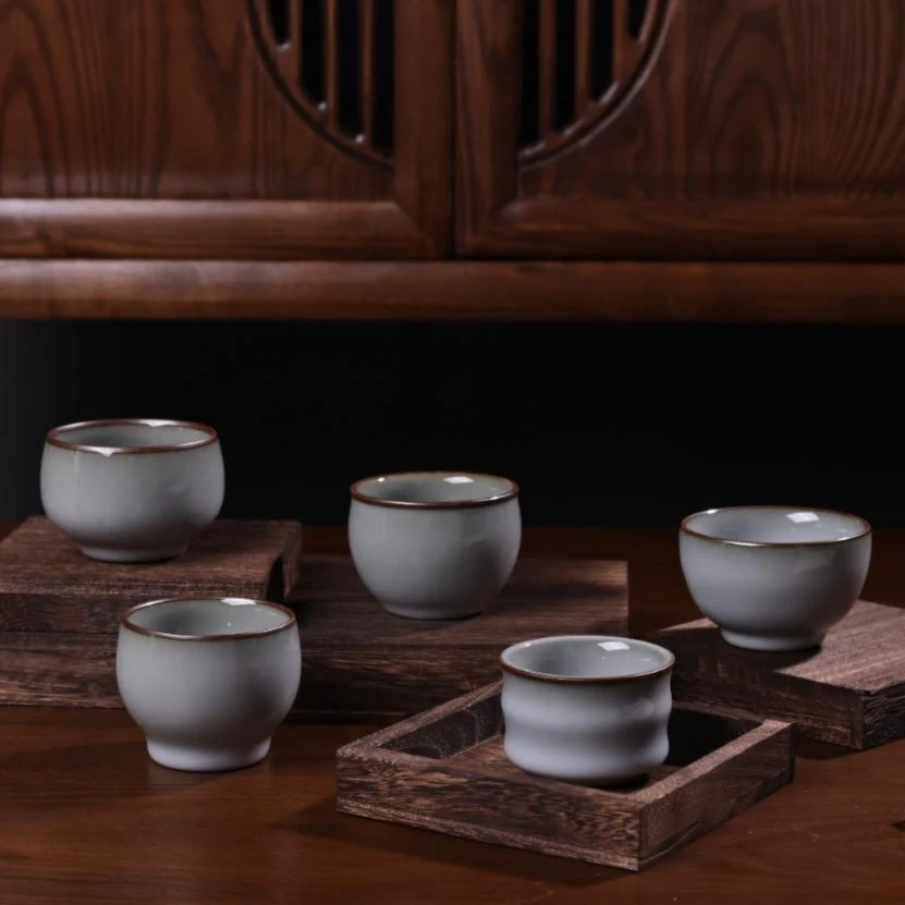 仿宋主人杯（灰白釉）纯手工茶杯陶瓷品茗杯开片单陶瓷茶杯