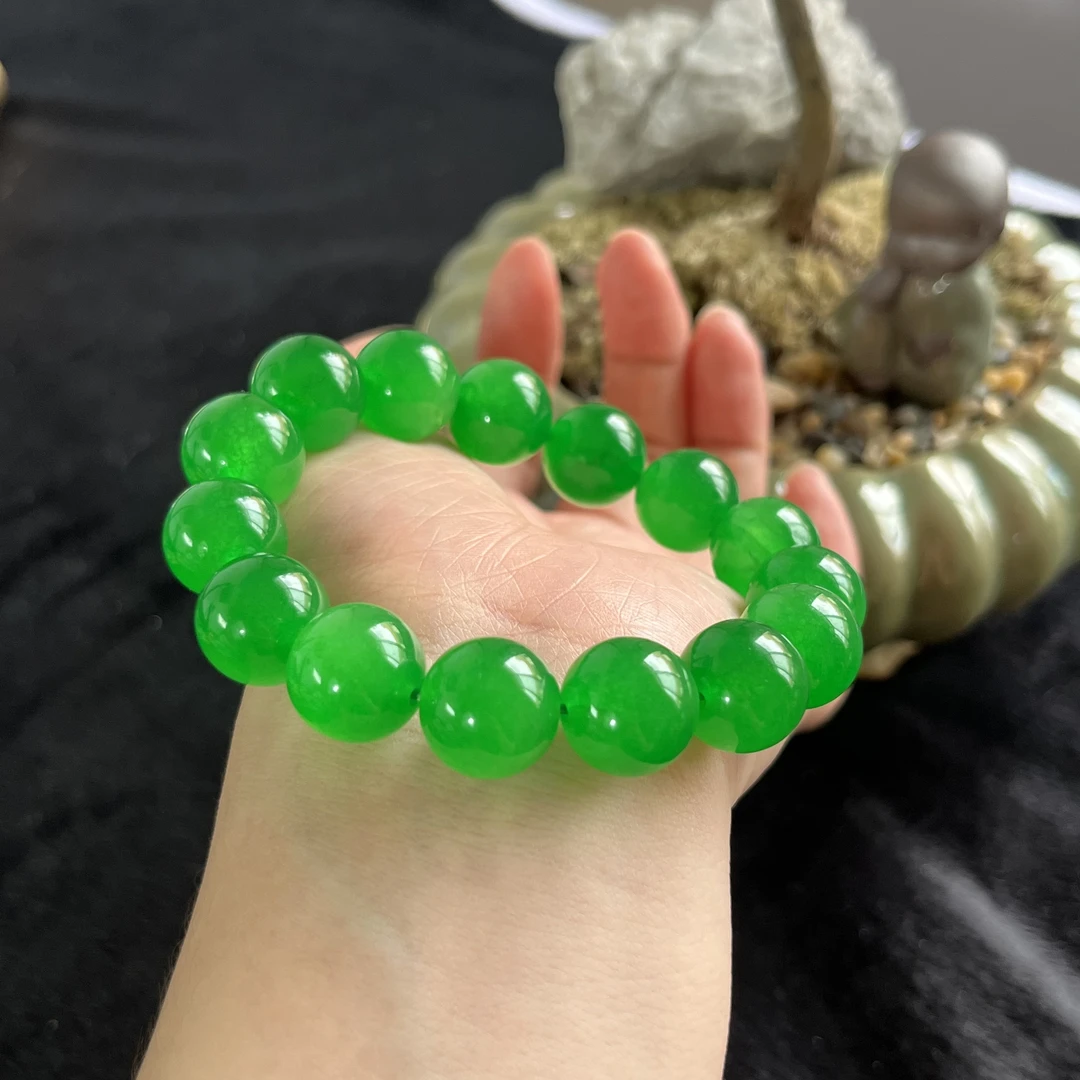 绿珠子卡14 一颗多样性发货散珠手串项链