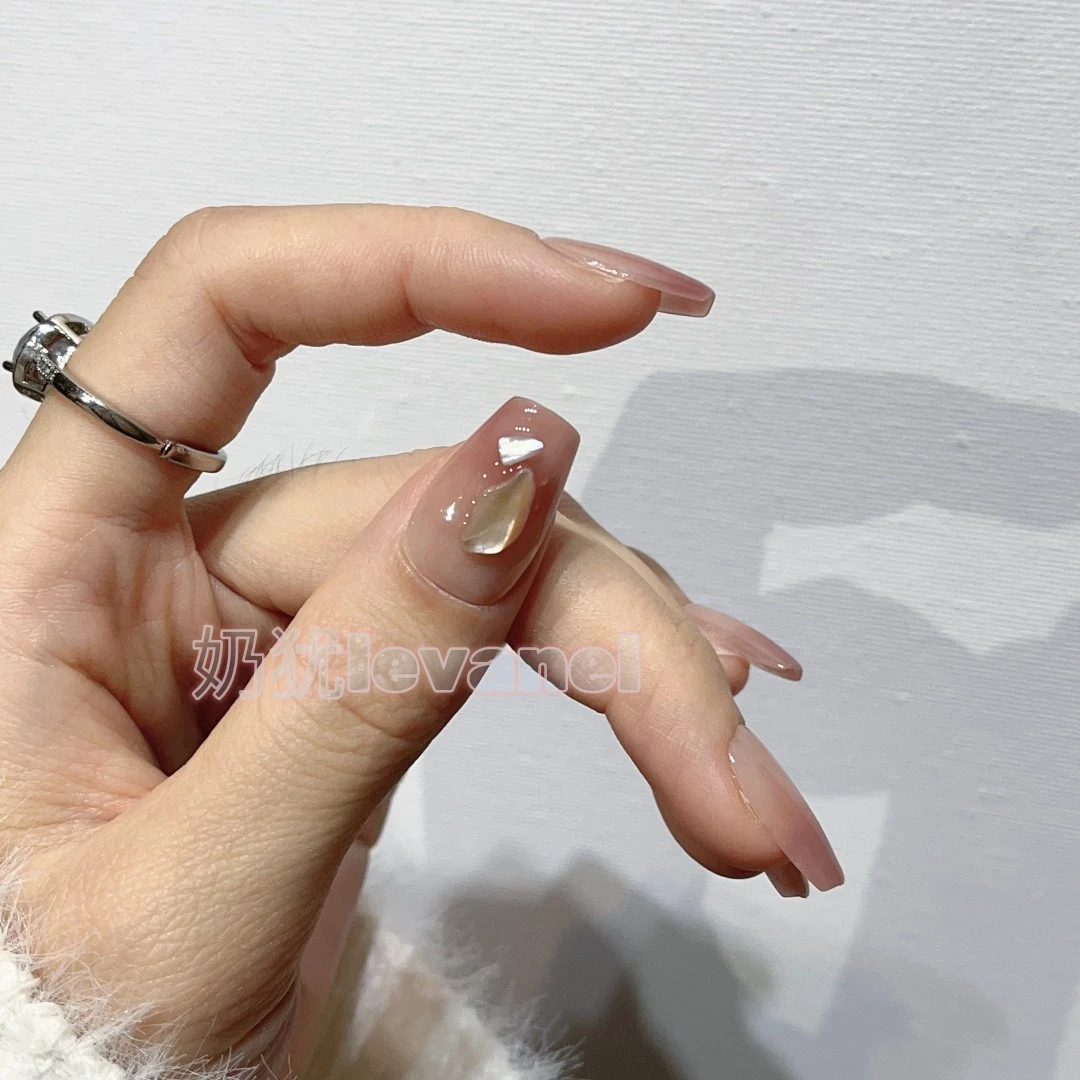 【酱粉渐变】奶犹 穿戴甲  穿戴甲片短款 中长款手工穿戴甲纯手工