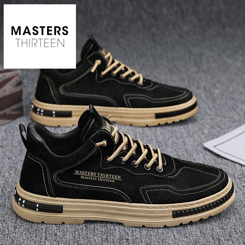 秋季男鞋防滑耐磨舒适休闲板鞋男款百搭雅丹风劳保工装潮鞋子-W51