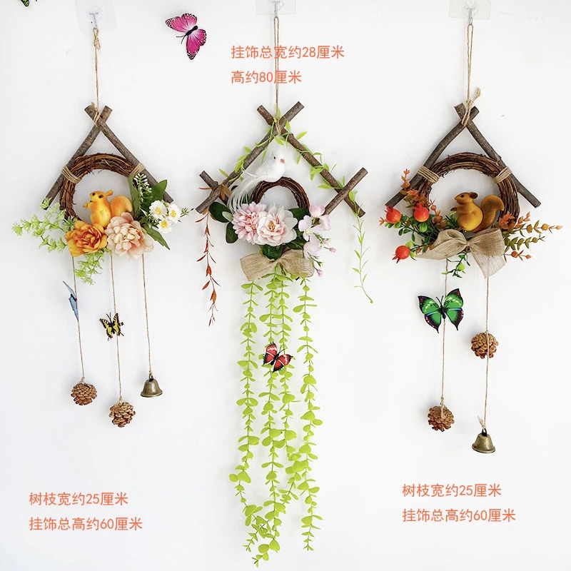 墙壁装饰 墙上挂件客厅墙饰房间宿舍壁饰田园风现代简约花环装饰