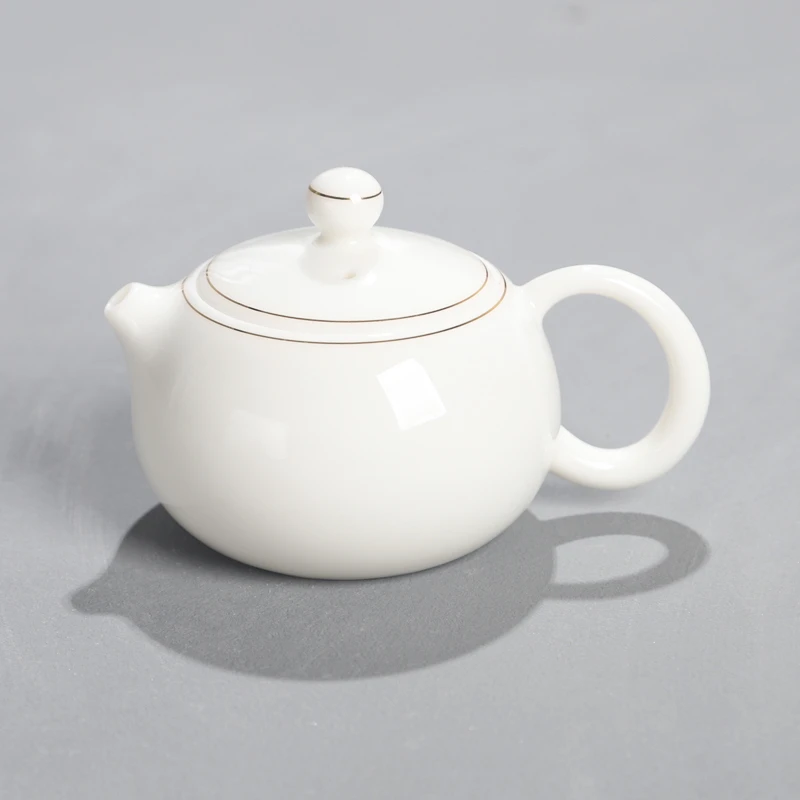 描金羊脂玉迷你小茶壶泡茶壶小容量100毫升办公室一人饮用对嘴喝