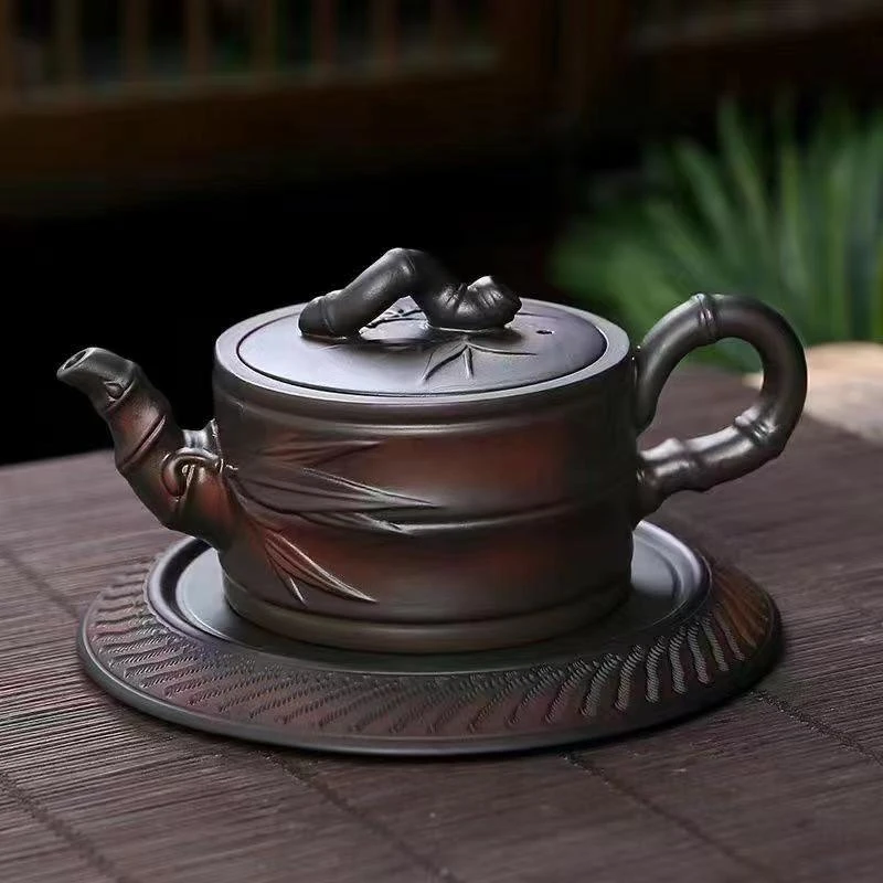 紫陶茶壶竹节壶-160毫升