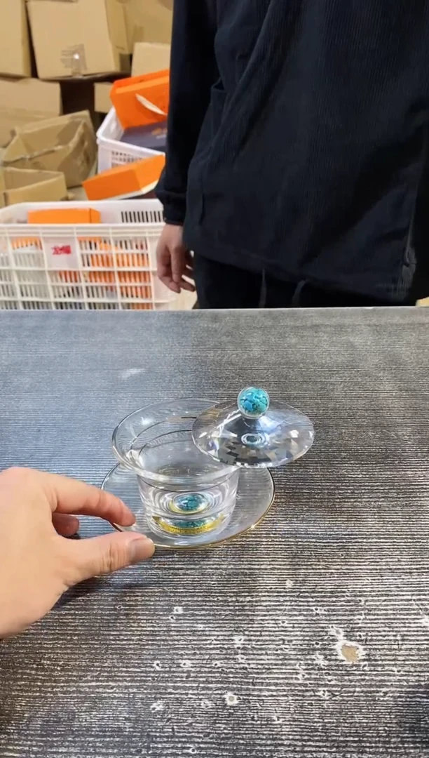 【闪购商品】其他绿松石水晶悬停三才盖碗