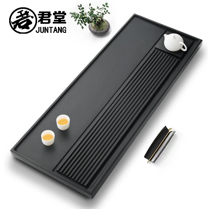 乌金石茶盘天然家用整块中式石盘石头茶台办公大小号排水茶海茶具