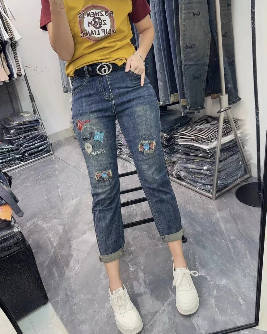 时尚潮流百搭秋冬款韩版哈伦老爹牛仔裤8651