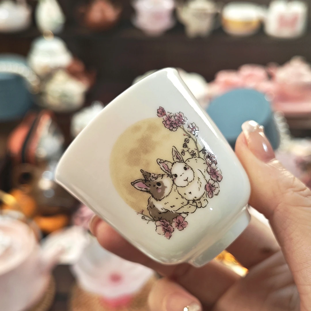 [直播专享]羊脂玉瓷花前月下品茗杯kb