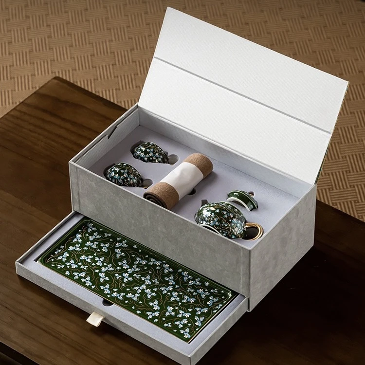 郑丽卿鎏银功夫茶具套装中式陶瓷茶壶银茶杯女士专用一壶两杯礼盒