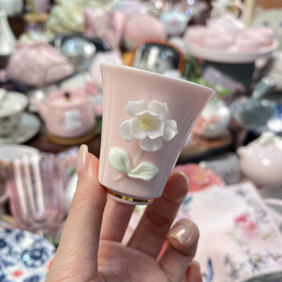 粉泥手工捏花荷花主人杯