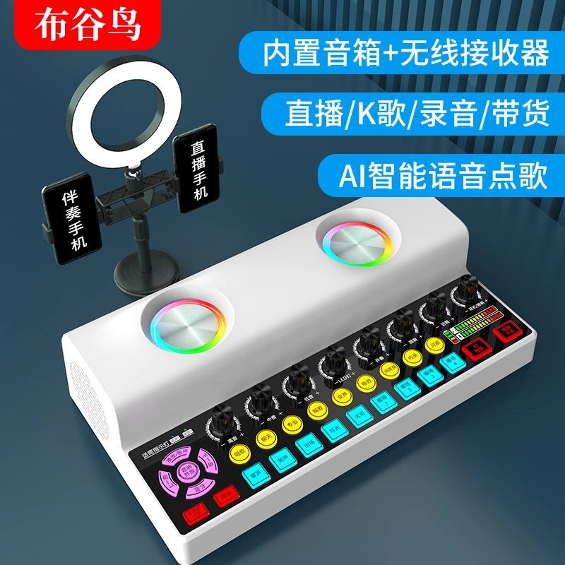 布谷鸟Y2 直播唱歌声卡音响一体机户外广场舞K歌无线蓝牙音箱设备