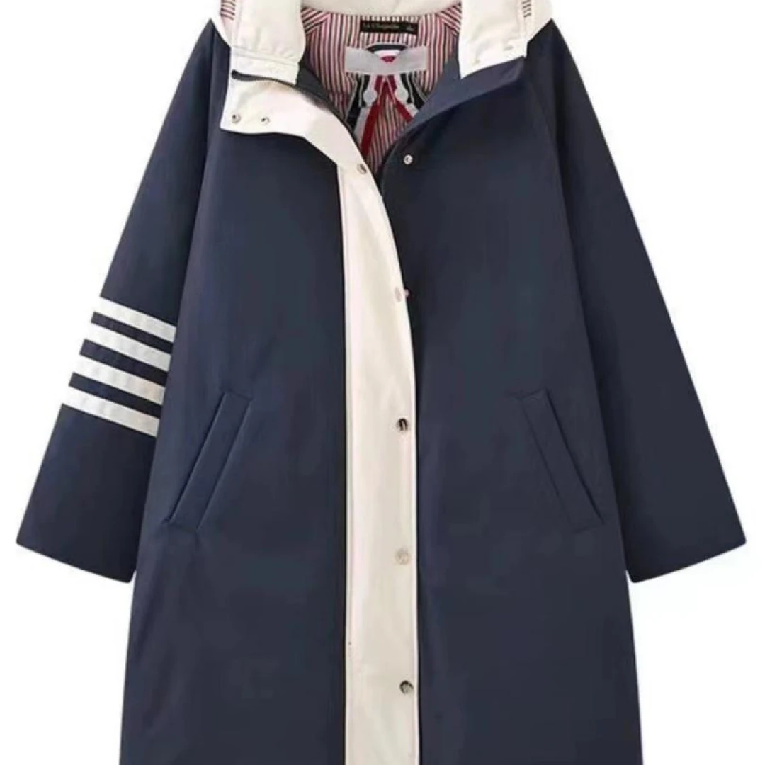 2024韩版高端拼接设计感宽松四杠百搭款羽绒外套YR004