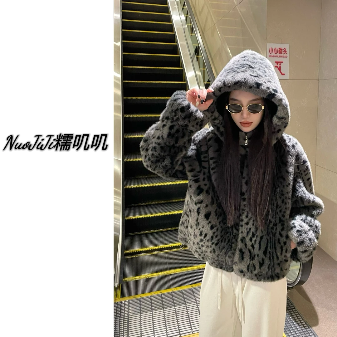 【NuoJiJi】善有善豹-老钱风冬季夹克连帽款豹纹外套