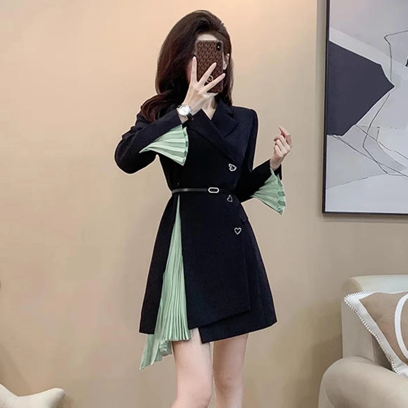 【送腰带】TW精致裙子法式显身材气质收腰职业西装高级感连衣裙1851