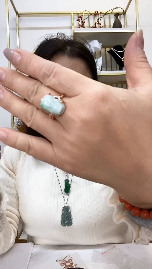 【闪购商品】翡翠戒指银S925镶嵌貔貅戒指