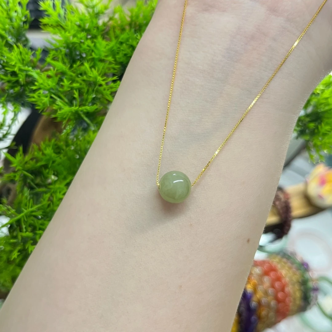 龙瑞珠宝-天然和田玉路路通吊坠精美百搭转运珠轻奢锁骨链时尚